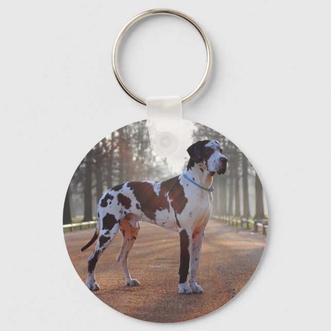 Black and White Great Dane Keychain (Front)