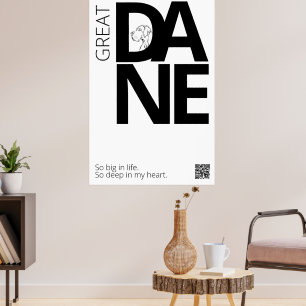 Black and White Great Dane Minimal  Poster