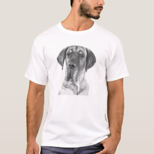 Black and White Great Dane Portrait T-Shirt