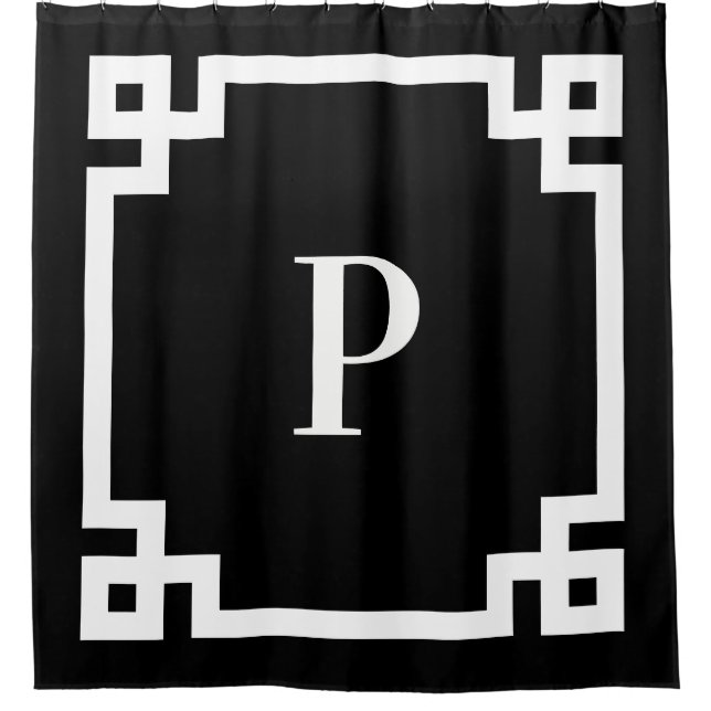 Black and White Greek Key Bold Border Monogram (Front)