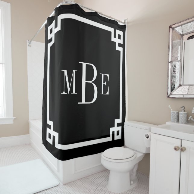 Black and White Greek Key Border Monogram (In Situ)