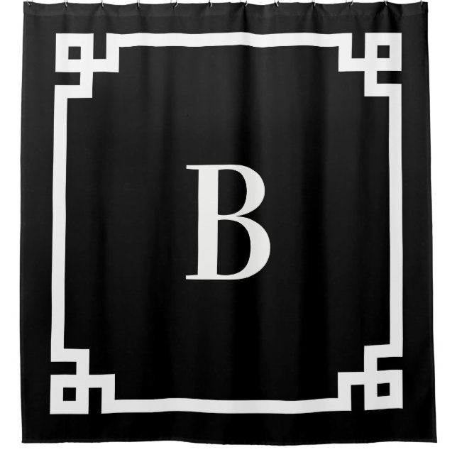 Black and White Greek Key Border Simple Monogram (Front)
