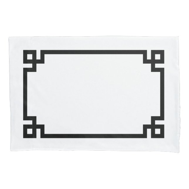 Black and White Greek Key Border Standard Pillowcase (Front-Left)