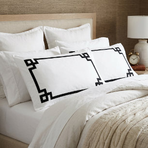 Black and White Greek Key Border Standard Pillowcase