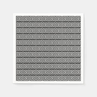 Black and White Greek key design paper napkin