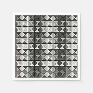 Black and White Greek key design paper napkin