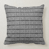 Black and White Greek Key design throw pillow