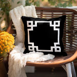 Black and White Greek Key | Editable Colours Outdoor Pillow<br><div class="desc">Design your own custom throw pillow in any colour combination to perfectly coordinate with your home decor in any room! Use the design tools to change the background colour and the Greek key border colour, or add your own text to include a name, monogram initials or other special text. Every...</div>