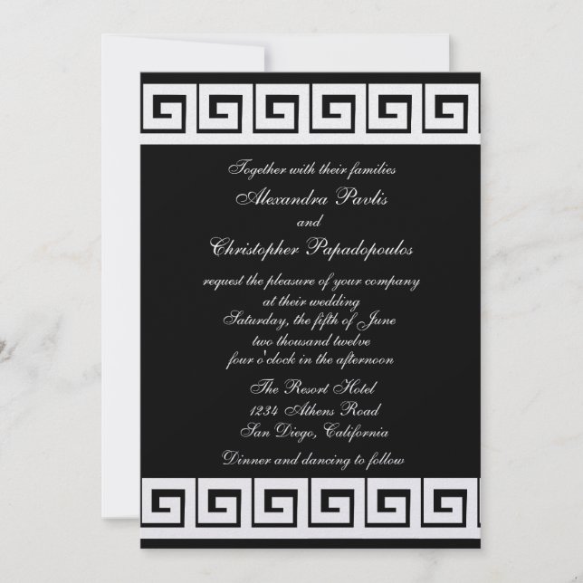 Black and White Greek Key Invitation (Front)