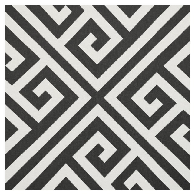 Black and White Greek Key Large Scale Fabric (Swatch)