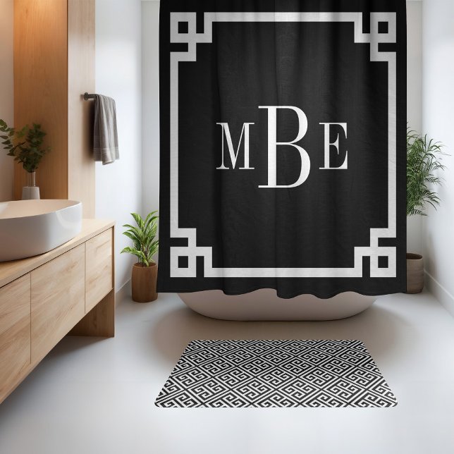 Black and White Greek Key | Monogrammed (Creator Uploaded)
