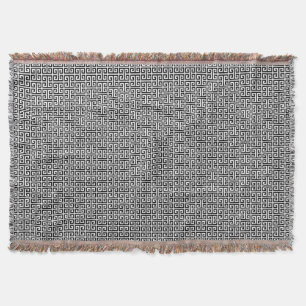 Black and White Greek Key Pattern Throw Blanket