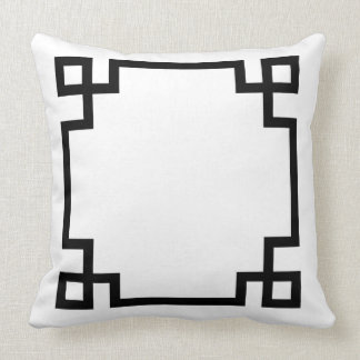 Black and White Greek Key Pattern Throw Pillow