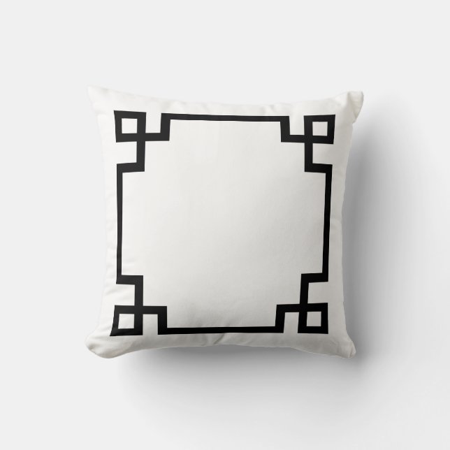 Black and White Greek Key Pattern Throw Pillow (Front)