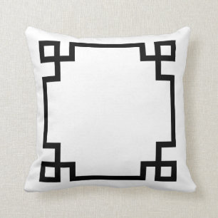Black and White Greek Key Pattern Throw Pillow