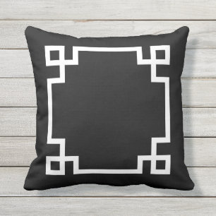 Black and White Greek Key Throw Pillow