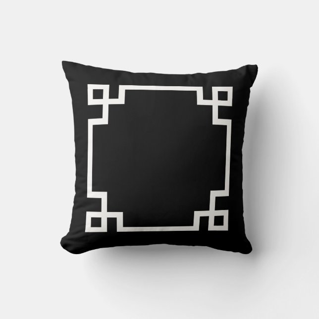 Black and White Greek Key Throw Pillow (Front)