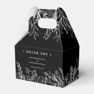 Black and White Greenery Wedding Favor Box