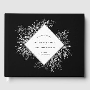 Black and White Greenery Wedding Guest Book