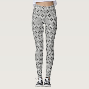black and white grey geometric fine pattern leggings