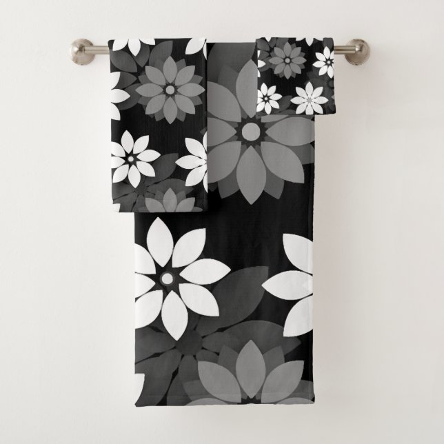 Black and white, grey seamless flower pattern (En situation)