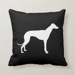 Black and White Greyhound Silhouette Both Sides Throw Pillow