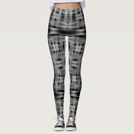 Black and white grid pattern leggings