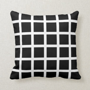 Black and White Grid Pattern Pillow