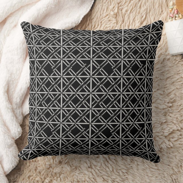 Black and white grid pattern throw pillow (Blanket)