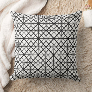 Black and white grid pattern throw pillow