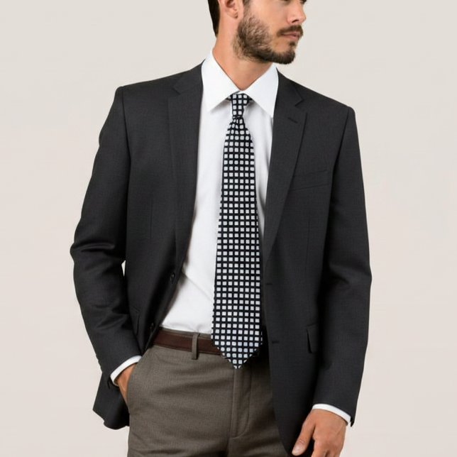 Black and white grid pattern tie (Creator Uploaded)
