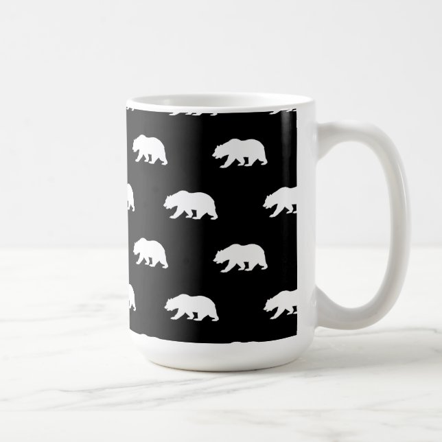 Black and White Grizzly Bear Pattern Coffee Mug (Right)