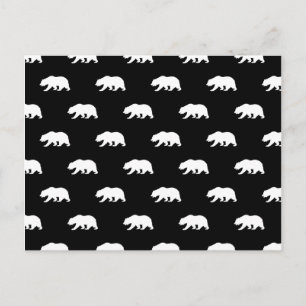 Black and White Grizzly Bear Pattern Postcard