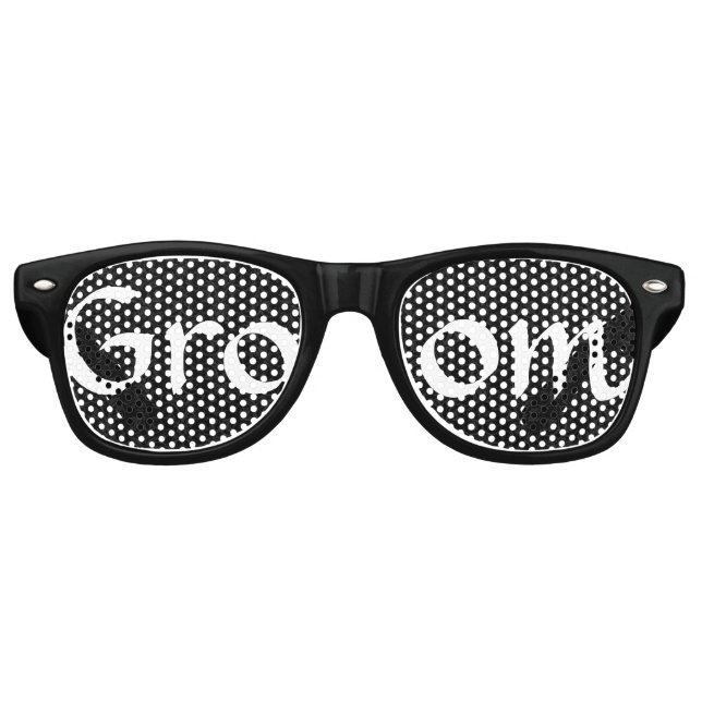 Black and White Groom Fun Bachelor Party Retro Sunglasses (Front)