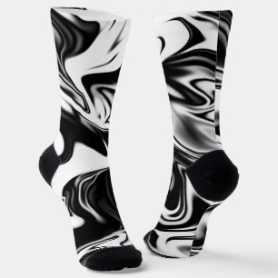Black And White Groovy Marble, Crew Socks