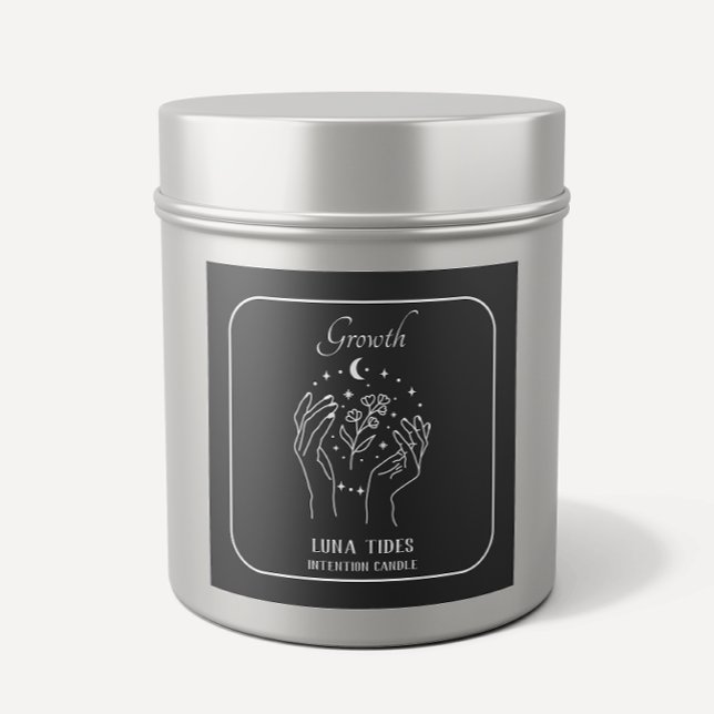 Black And White Growth Intention Candle Label (Creator Uploaded)