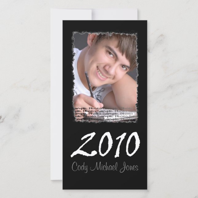 Black and White Grundge Style Graduation Invite (Front)