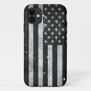 Black and White Grunge American Flag iPhone 11 Case
