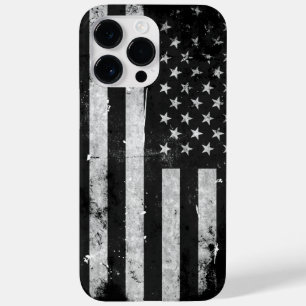 Black and White Grunge American Flag Case-Mate iPhone 14 Pro Max Case