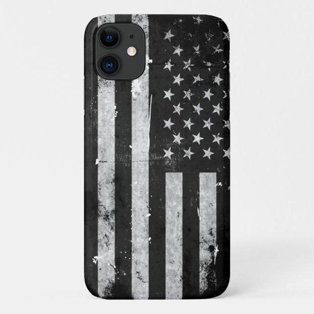 Black and White Grunge American Flag Case-Mate iPhone Case (Back)