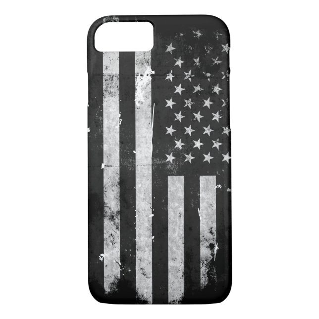 Black and White Grunge American Flag Case-Mate iPhone Case (Back)