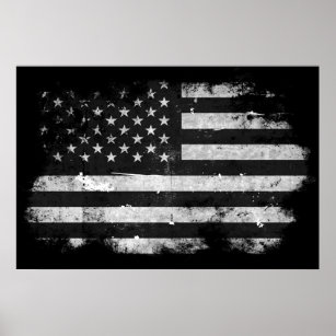 Black and White Grunge American Flag Poster