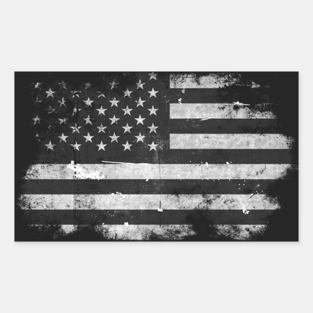 Black and White Grunge American Flag Sticker (Front)