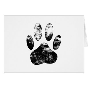 Black and White Grunge Dog Paw Print