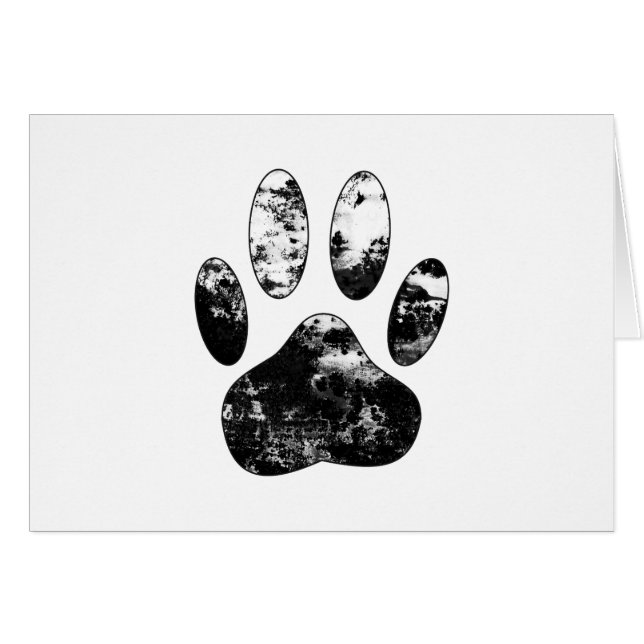 Black and White Grunge Dog Paw Print (Front Horizontal)