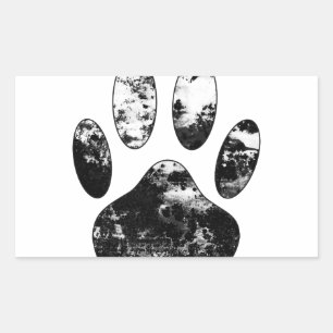 Black and White Grunge Dog Paw Print Sticker