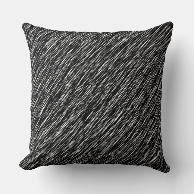 Black and White Grunge Pattern Throw Pillow (Front)