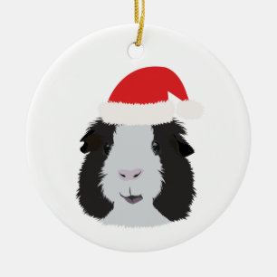 Black and White Guinea Pig Ceramic Ornament