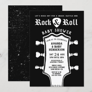 Black and White Guitar Baby Shower Invitation