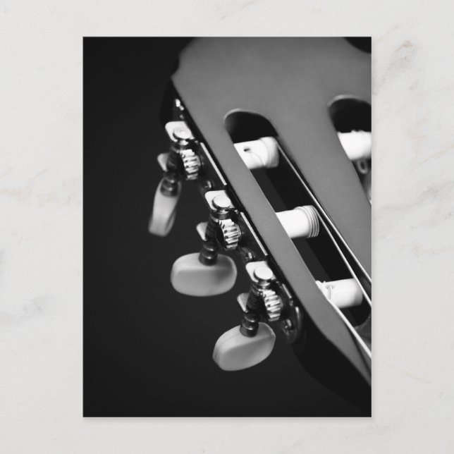 Black and White Guitar Head Postcard (Front)